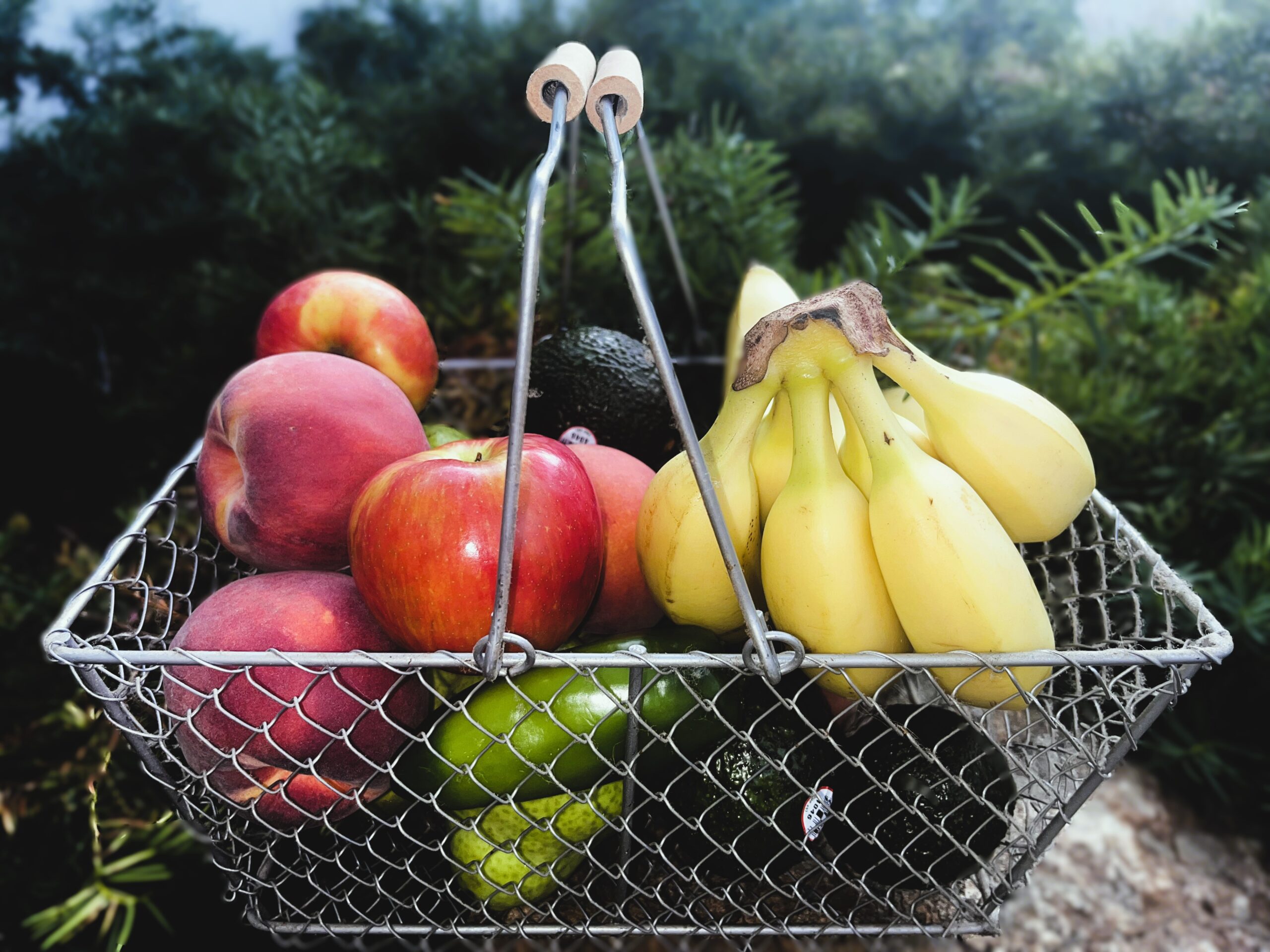 Basket of fresh fruits and veggies